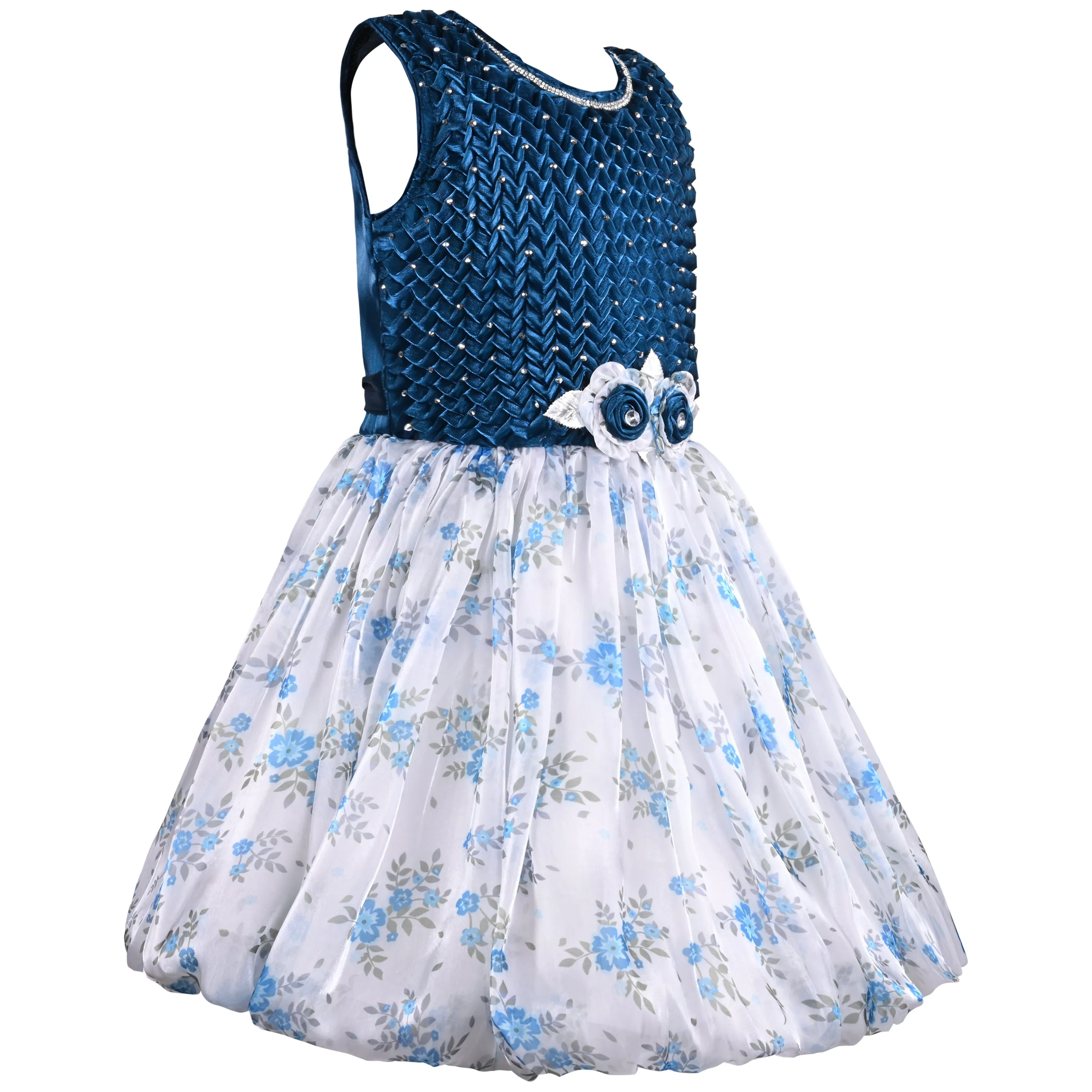 Girls Floral Print Fit and Flare Frock Dress