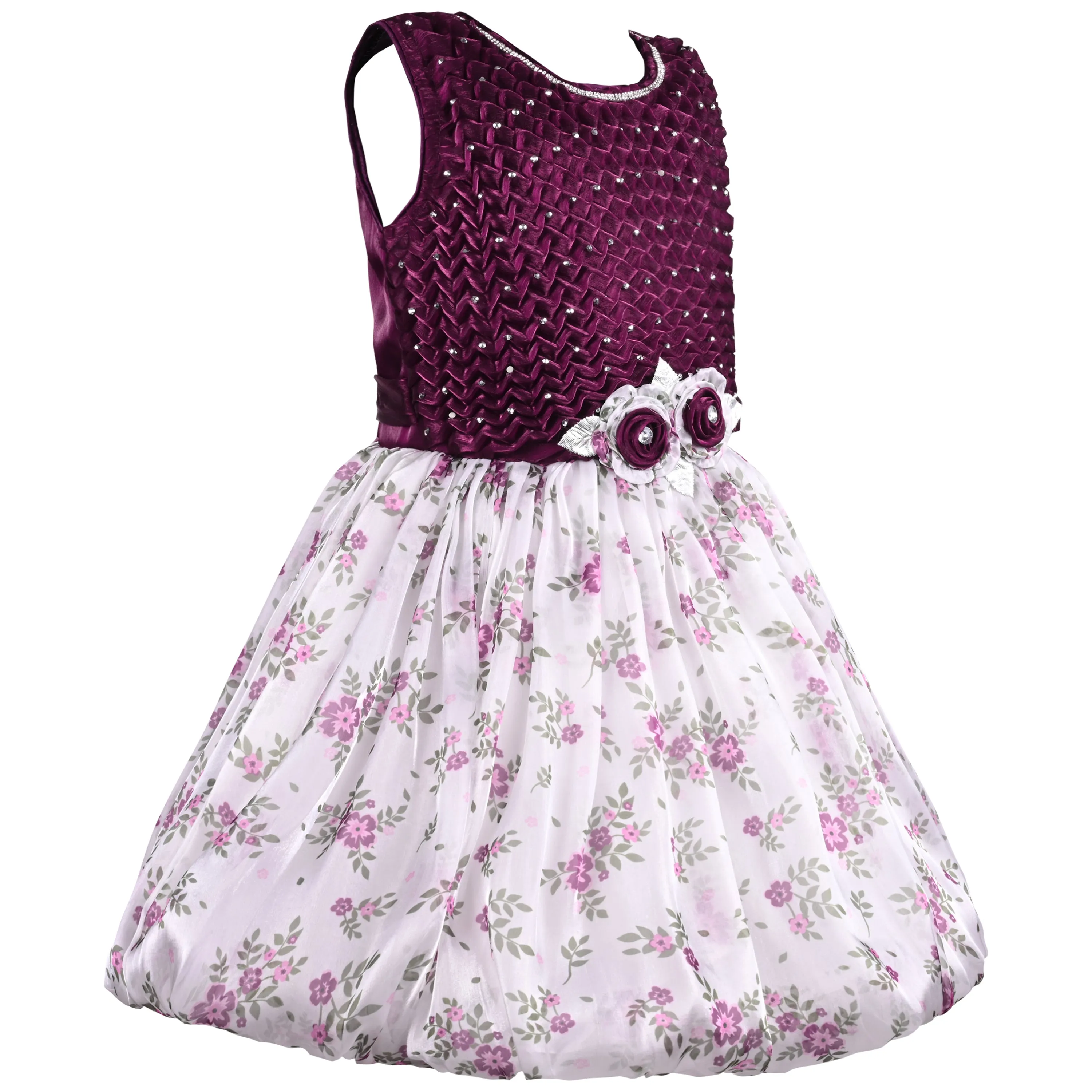 Girls Floral Print Fit and Flare Frock Dress