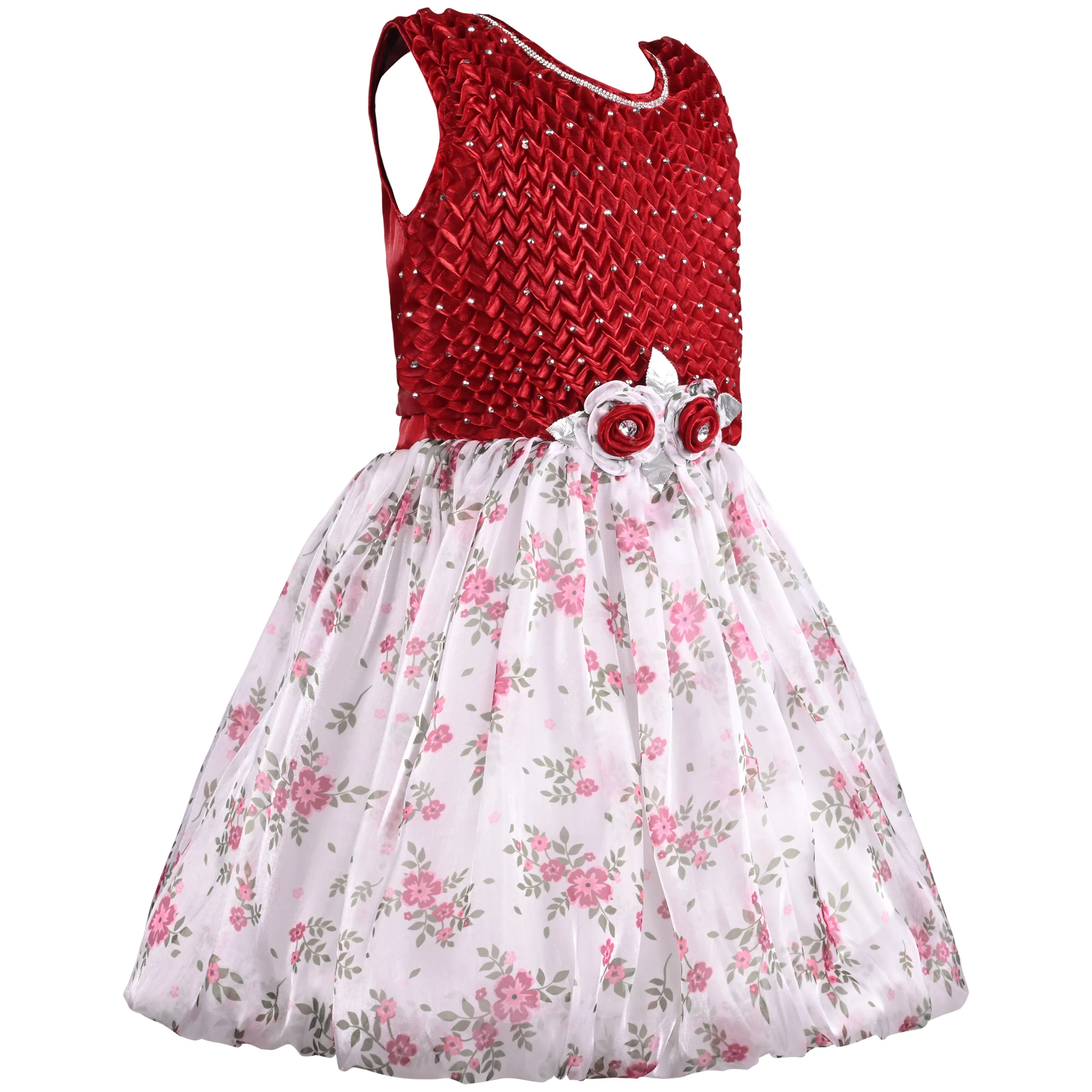 Girls Floral Print Fit and Flare Frock Dress