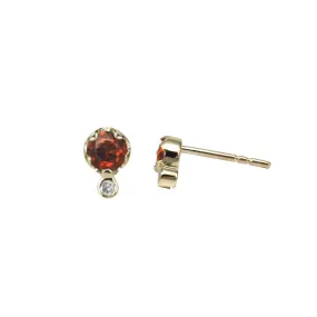 Gold Garnet and Diamond Birthstone Studs