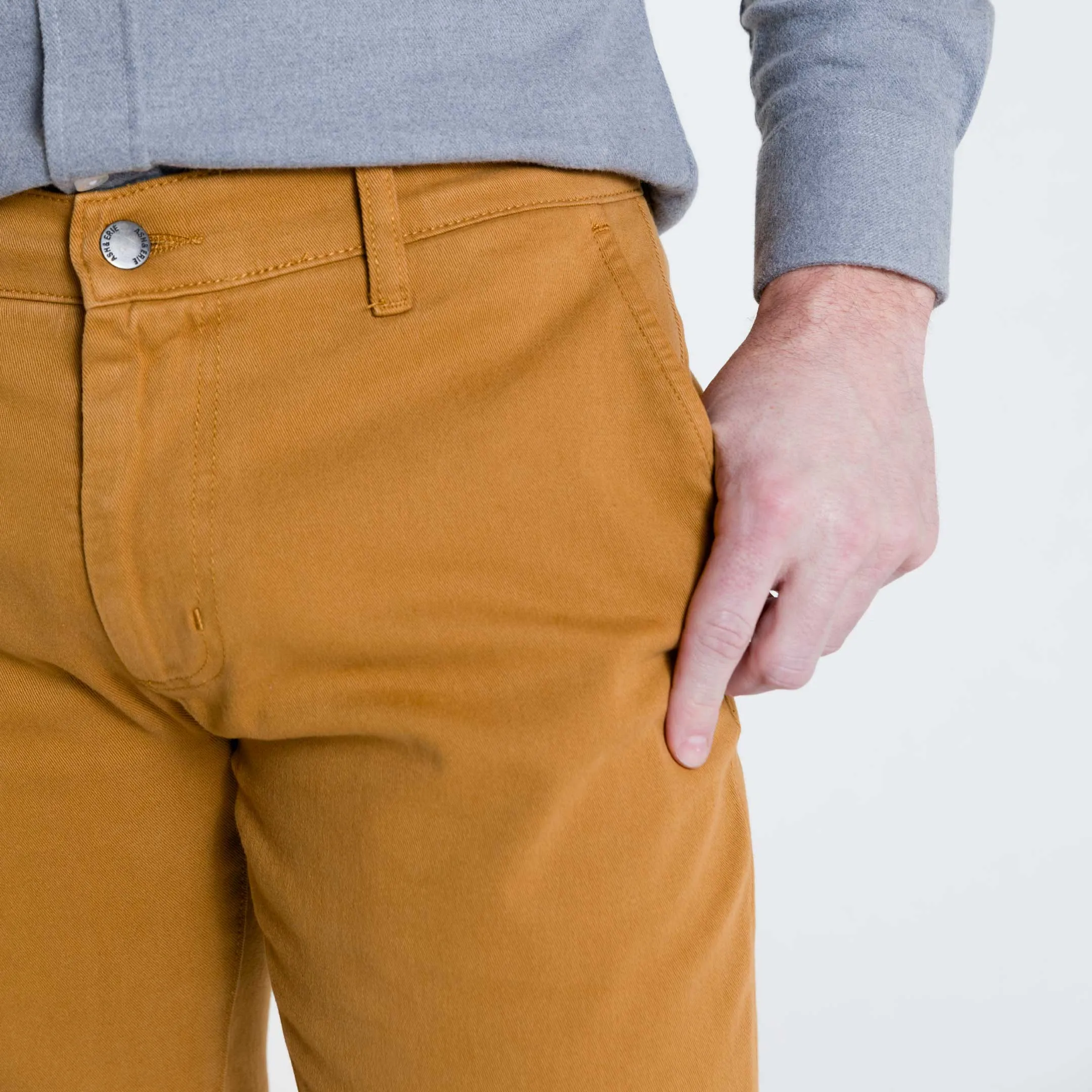 Golden Brown Washed Stretch Chino