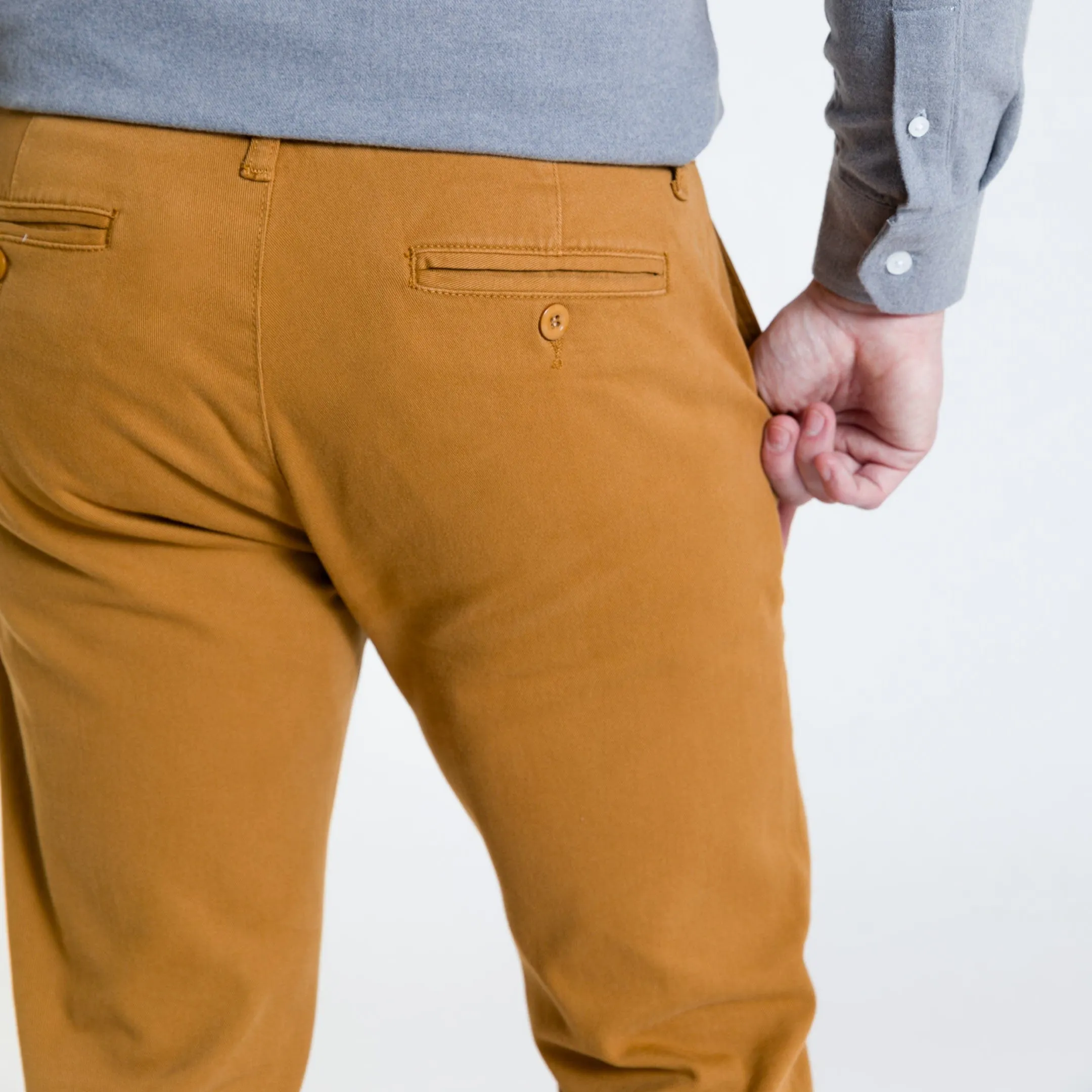 Golden Brown Washed Stretch Chino