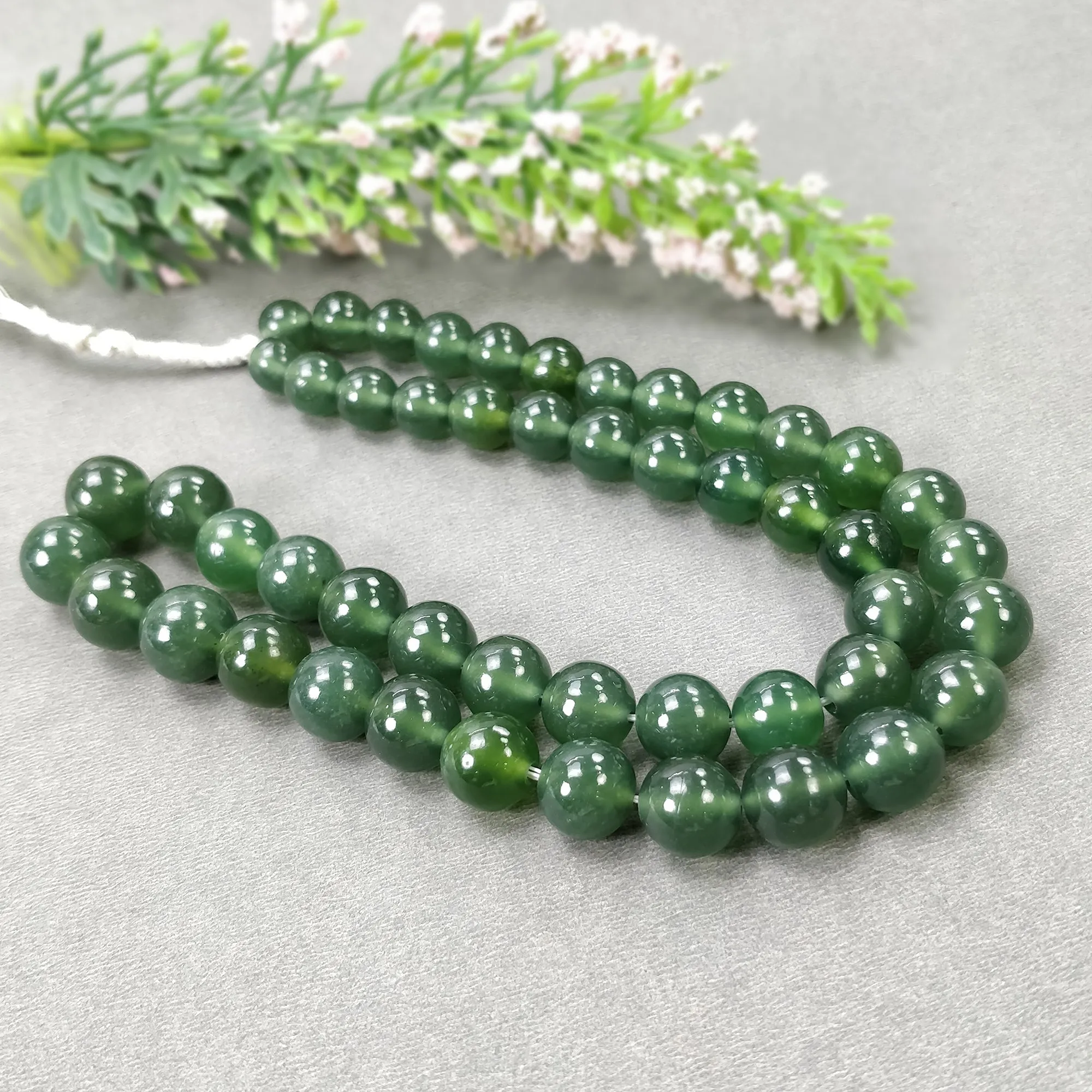 GREEN ANTIGORITE SERPENTINE Gemstone Loose Beads : 373.50cts Natural Untreated Serpentine Cabochon 19" Rondelle Plain Beads