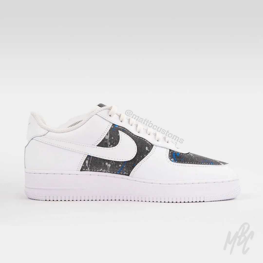 Grey Paint Splat Denim - Air Force 1 Custom