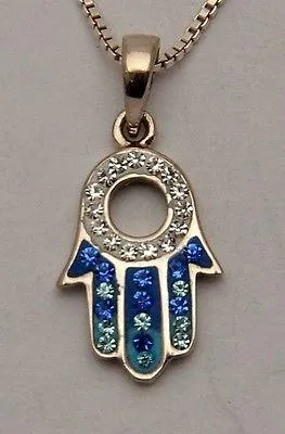 Hamsa Charm Pendant Necklace Kabbalah luck Fatima hand 925 Sterling Silver #18