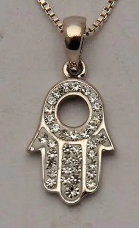 Hamsa Charm Pendant Necklace Kabbalah luck Fatima hand 925 Sterling Silver #55