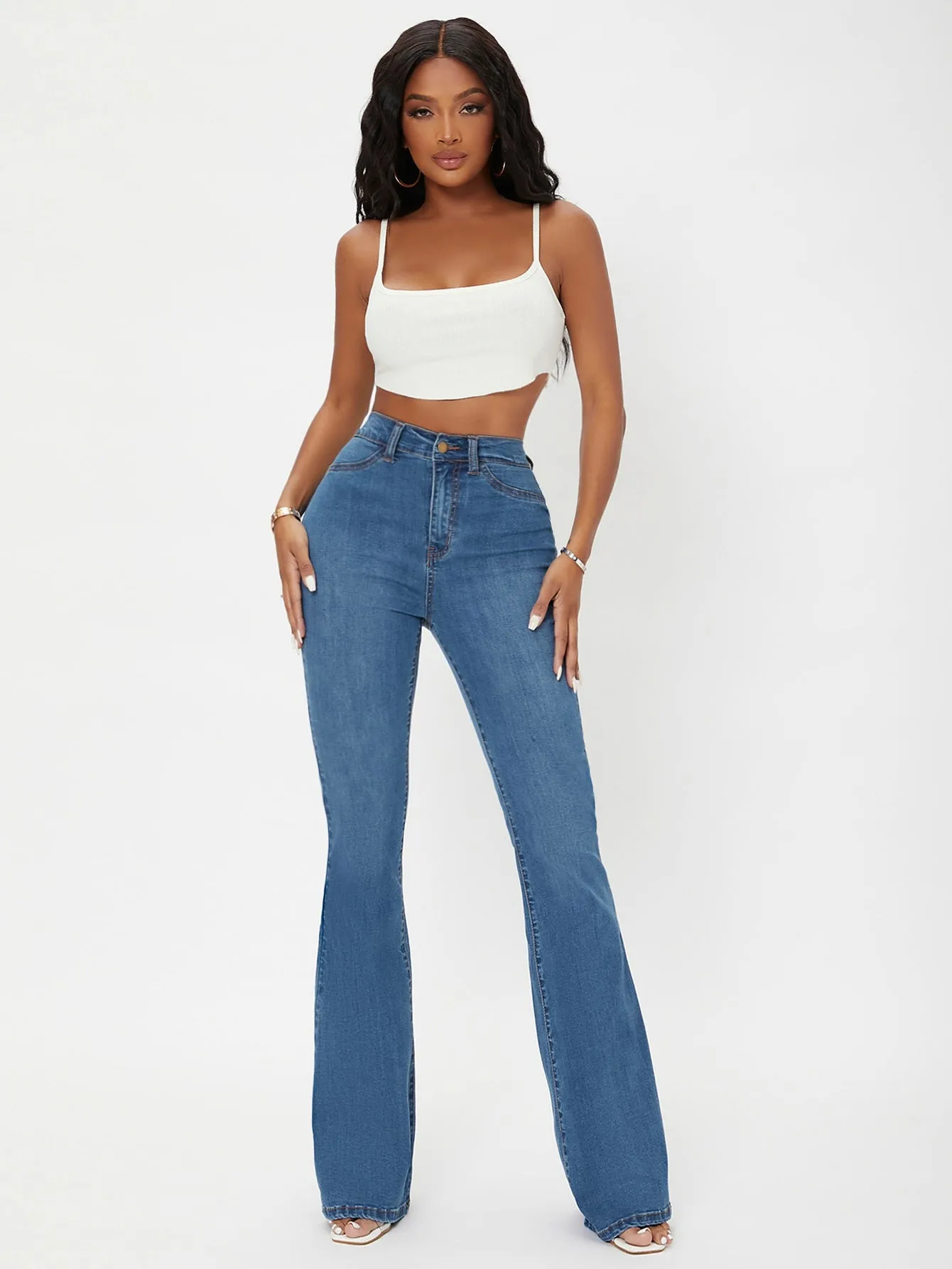 High Waist Flare Leg Jeans