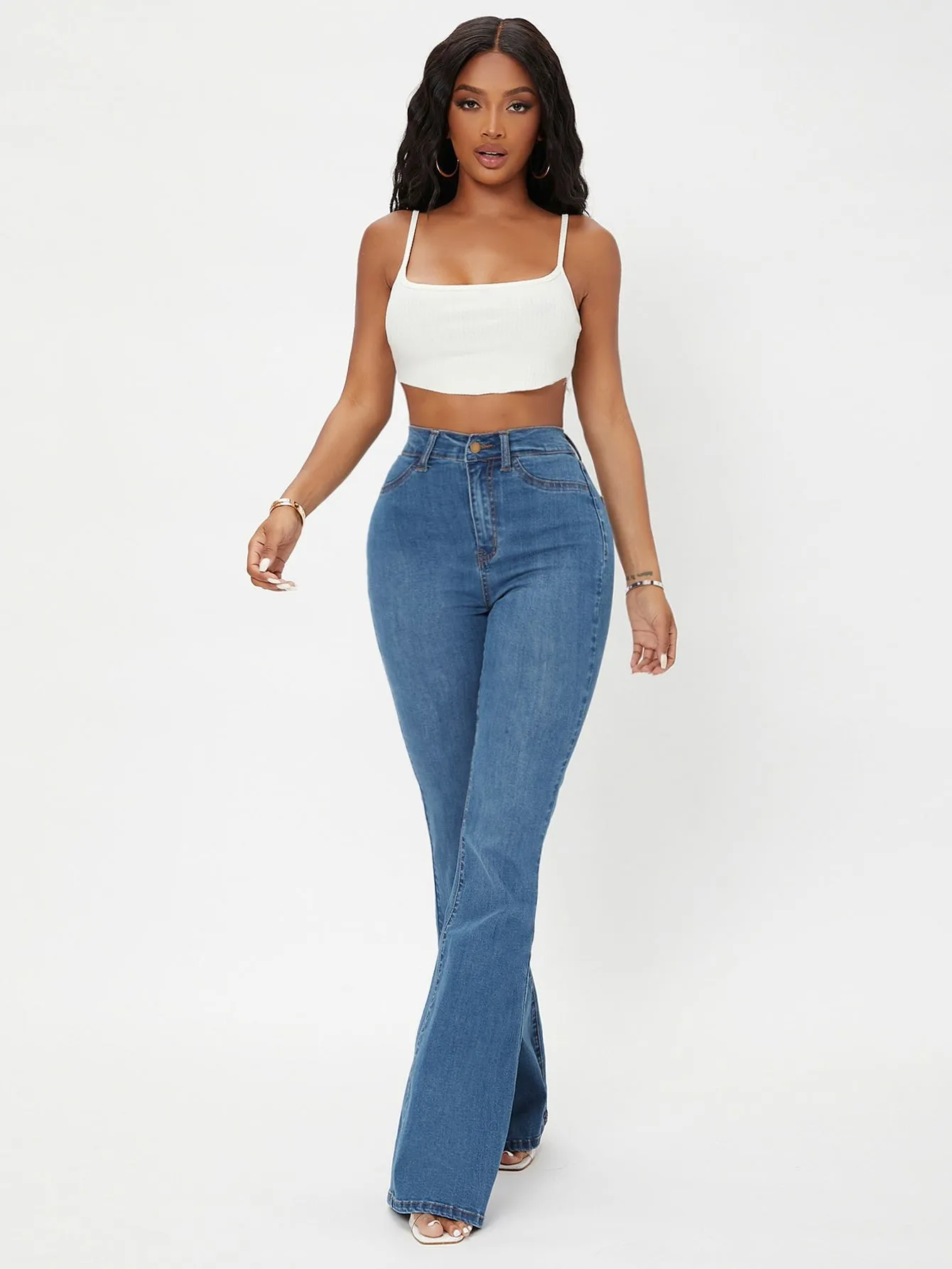 High Waist Flare Leg Jeans