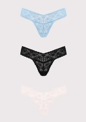 HSIA Soft Sexy Lace Cheeky Thong Underwear 3 Pack