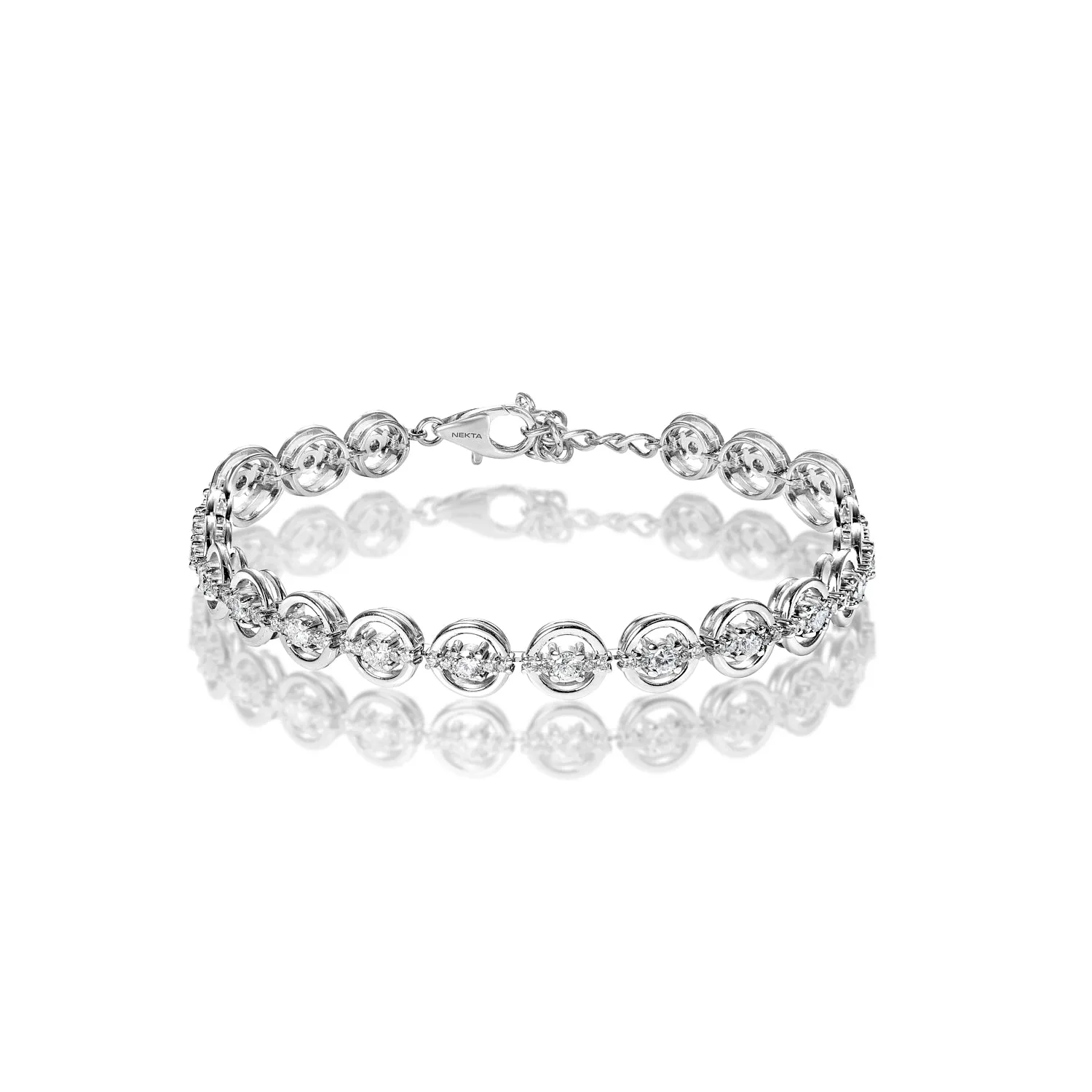 Kaliyah 2 Carat Round Brilliant Single Row Diamond Bracelet in 18k White Gold By Mike Nekta