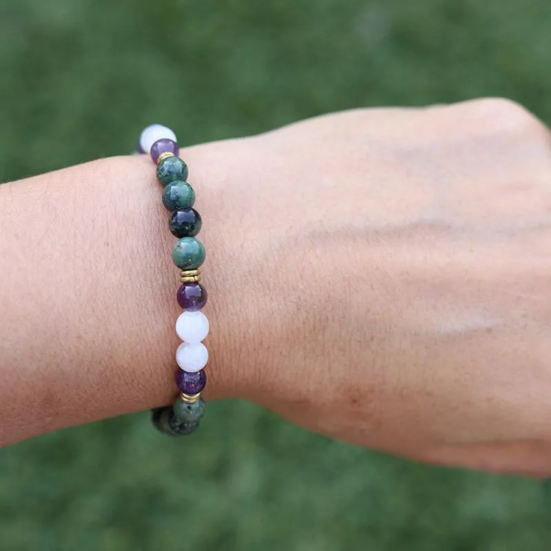 Kambaba Jasper and Moonstone Bracelet