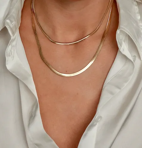 Katri's Jewellery 14kt Yellow Gold Fine Herringbone Necklace