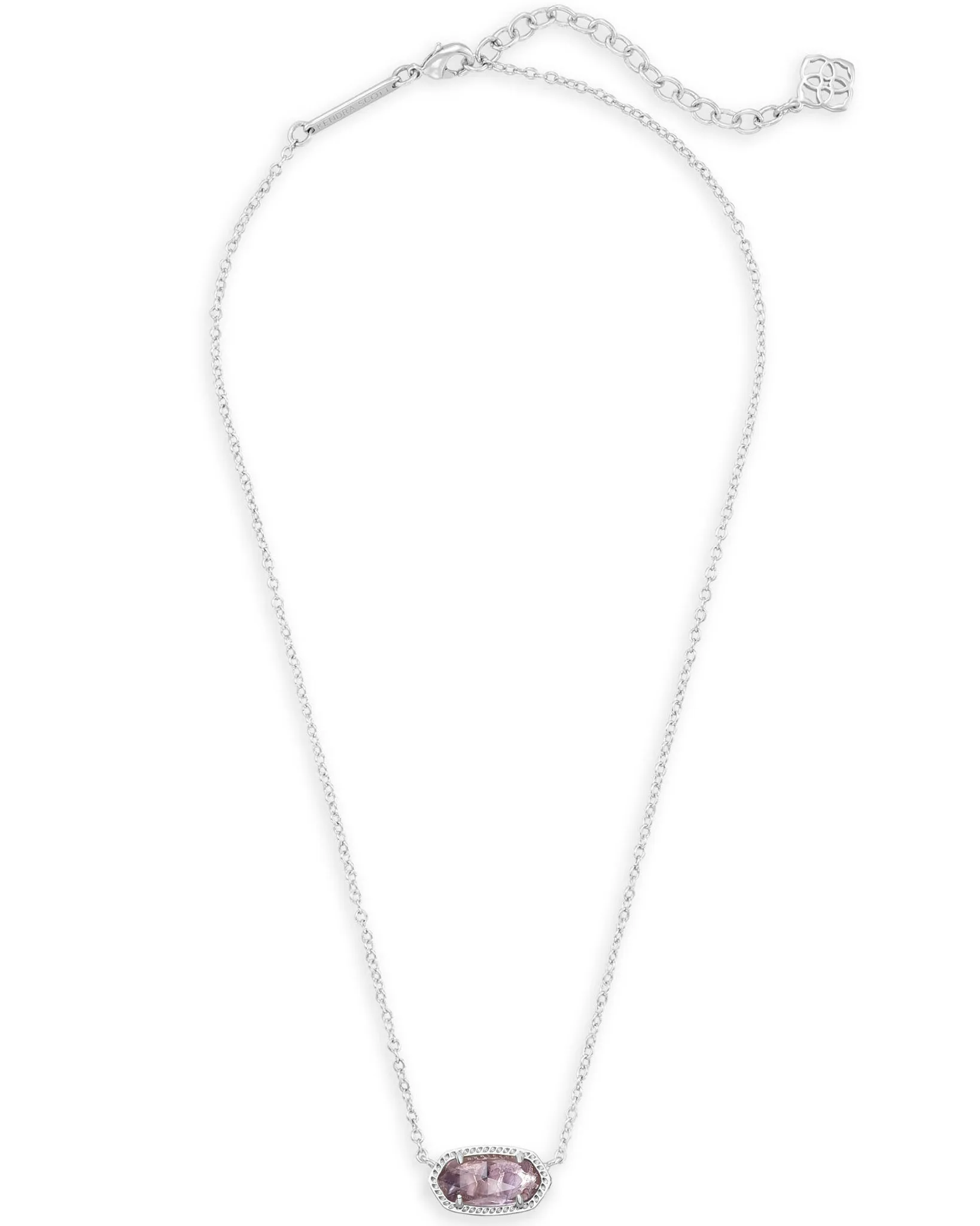 Kendra Scott Elisa Oval Pendant Necklace in Amethyst and Rhodium Plated