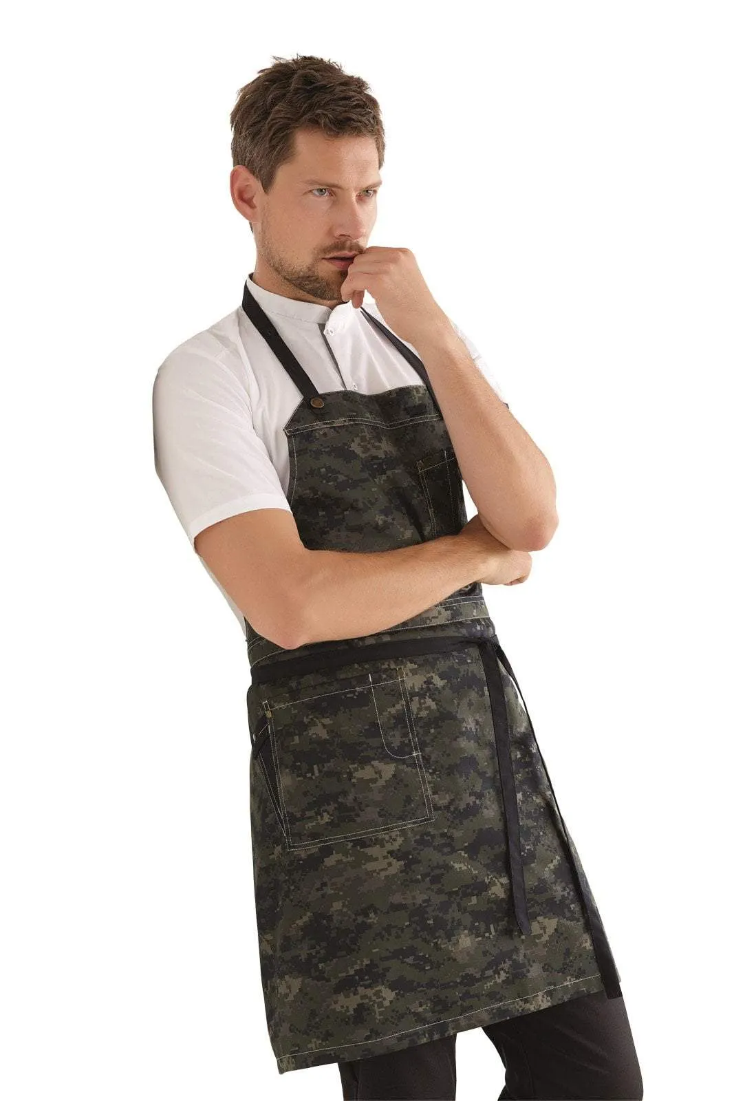 Kentaur 30360 Khaki Raw Bib Apron