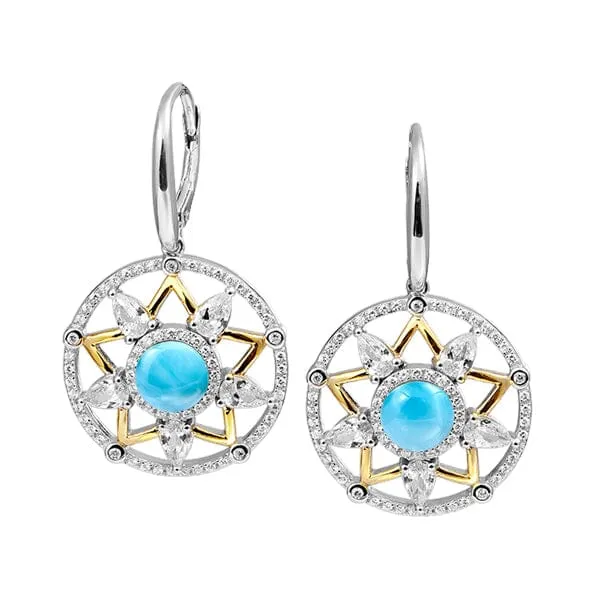 Larimar Star Lantern Pendant & Earrings Set