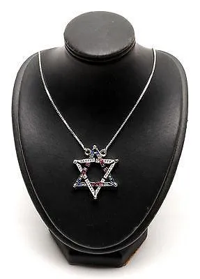 Magen David Pendant Mix Color Gemstone Sterling Silver 925 #3