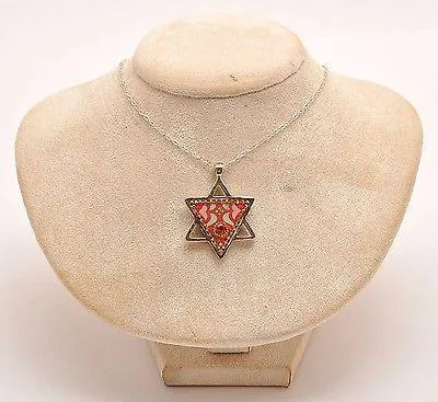 Magen David With Gemstone Sterling Silver 925 Neck Chain By Iris Art Design.