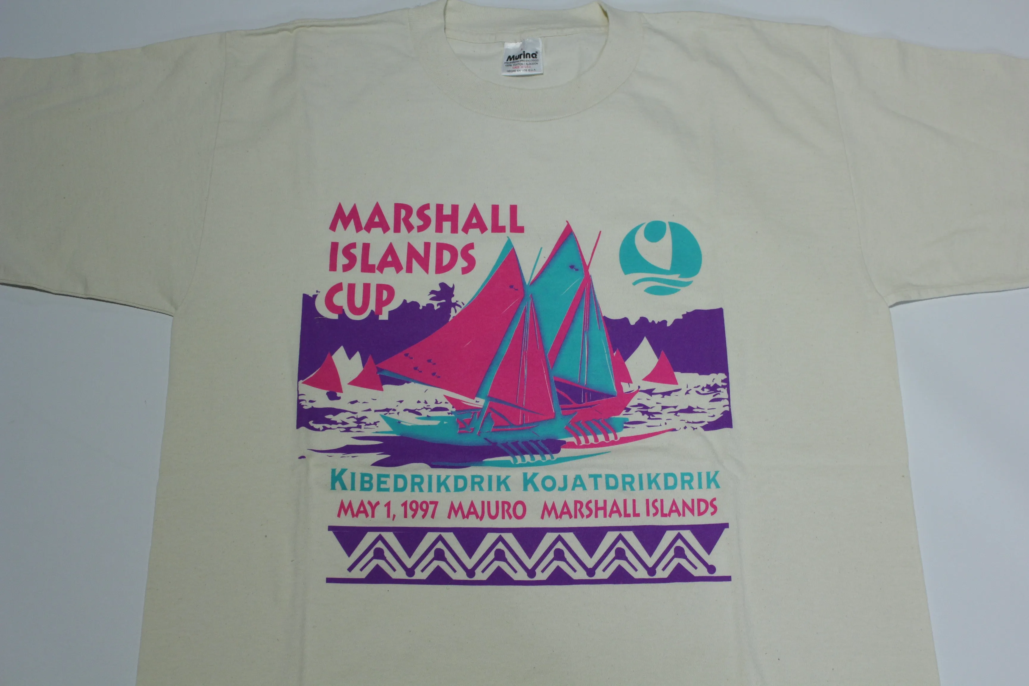 Marshall Islands 1997 Cup Vintage 90's Kibedrikdrik Kohjatdrikdrik Single Stitch T-Shirt