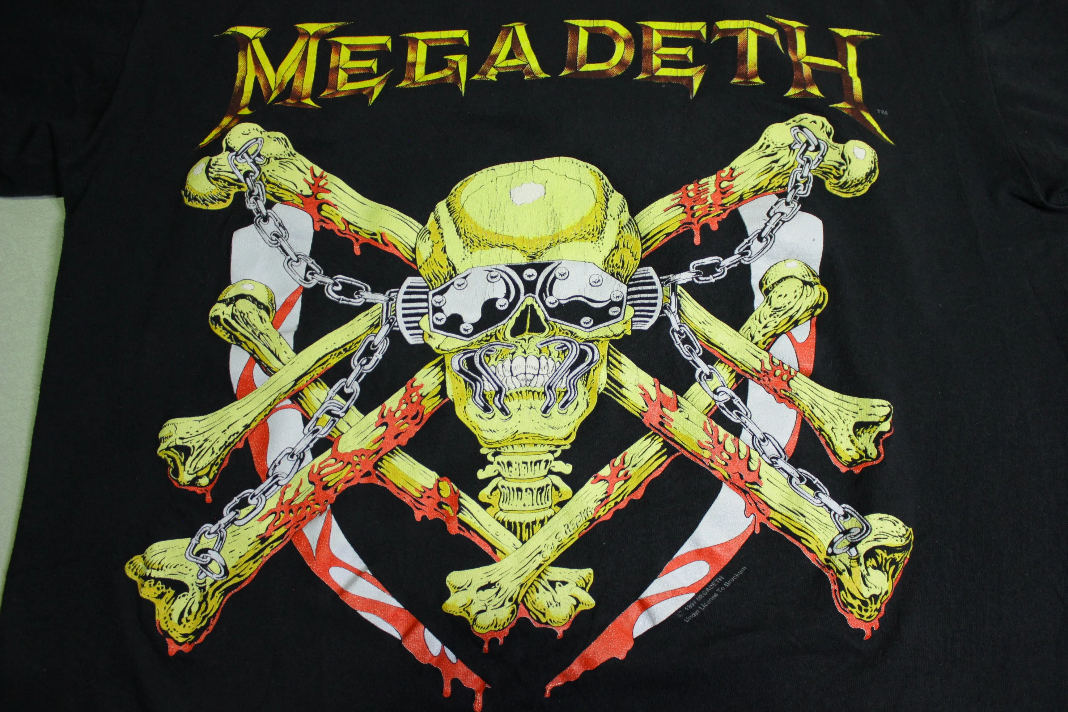 Megadeth Skull Bones Chains Vintage 1991 Ed Repka Brockum 90's USA Made T-Shirt