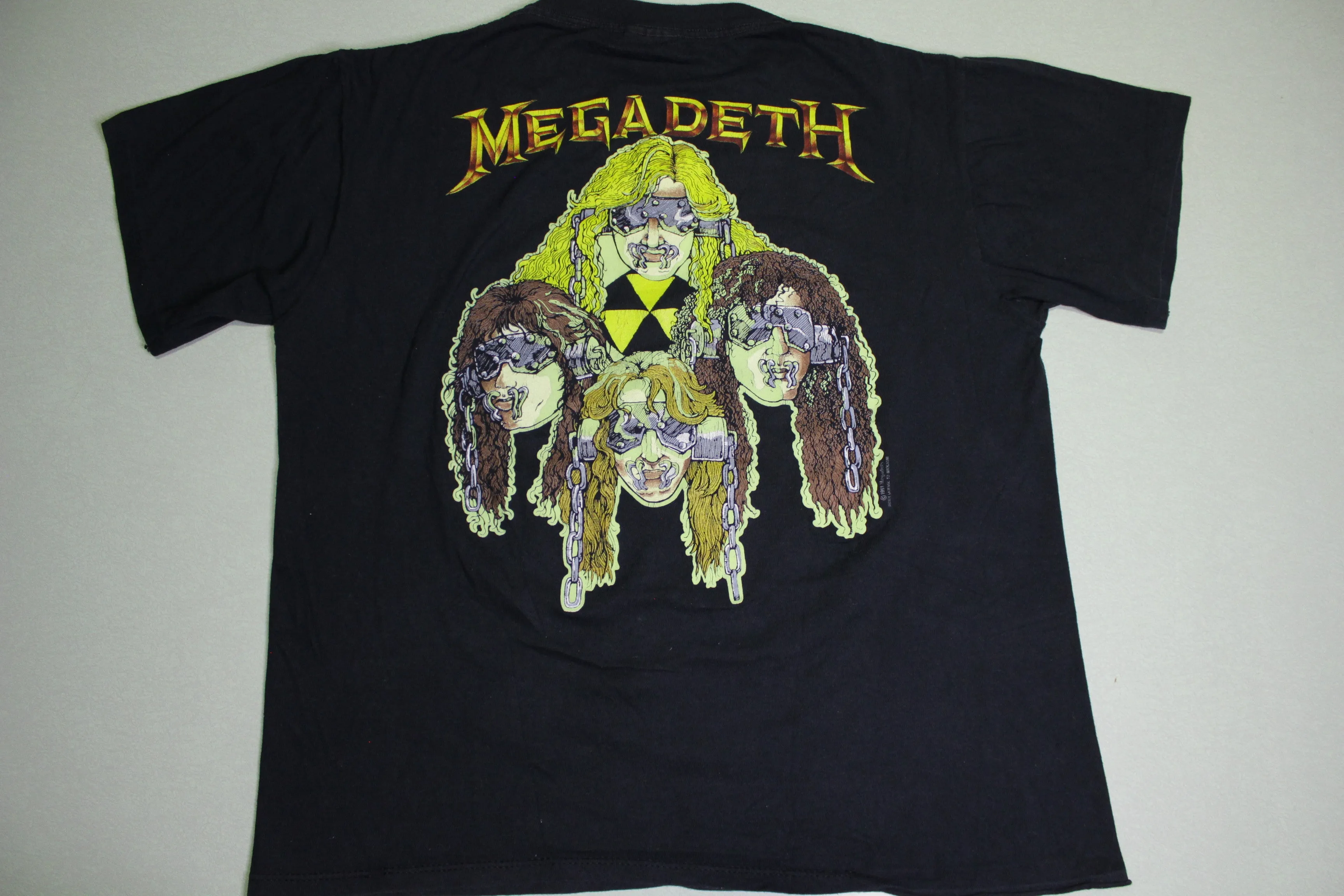 Megadeth Skull Bones Chains Vintage 1991 Ed Repka Brockum 90's USA Made T-Shirt