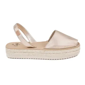 Metallic Platform Leather Menorcan Espadrille For Women - Doble Yute 2283 2 Metallic