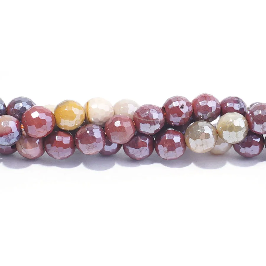 Mookaite 6mm Plated Faceted Round - 15-16 Inch