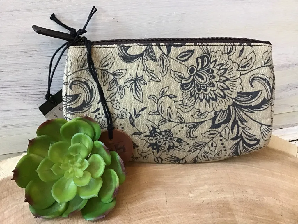 Myra Black Floral Cosmetic Tote