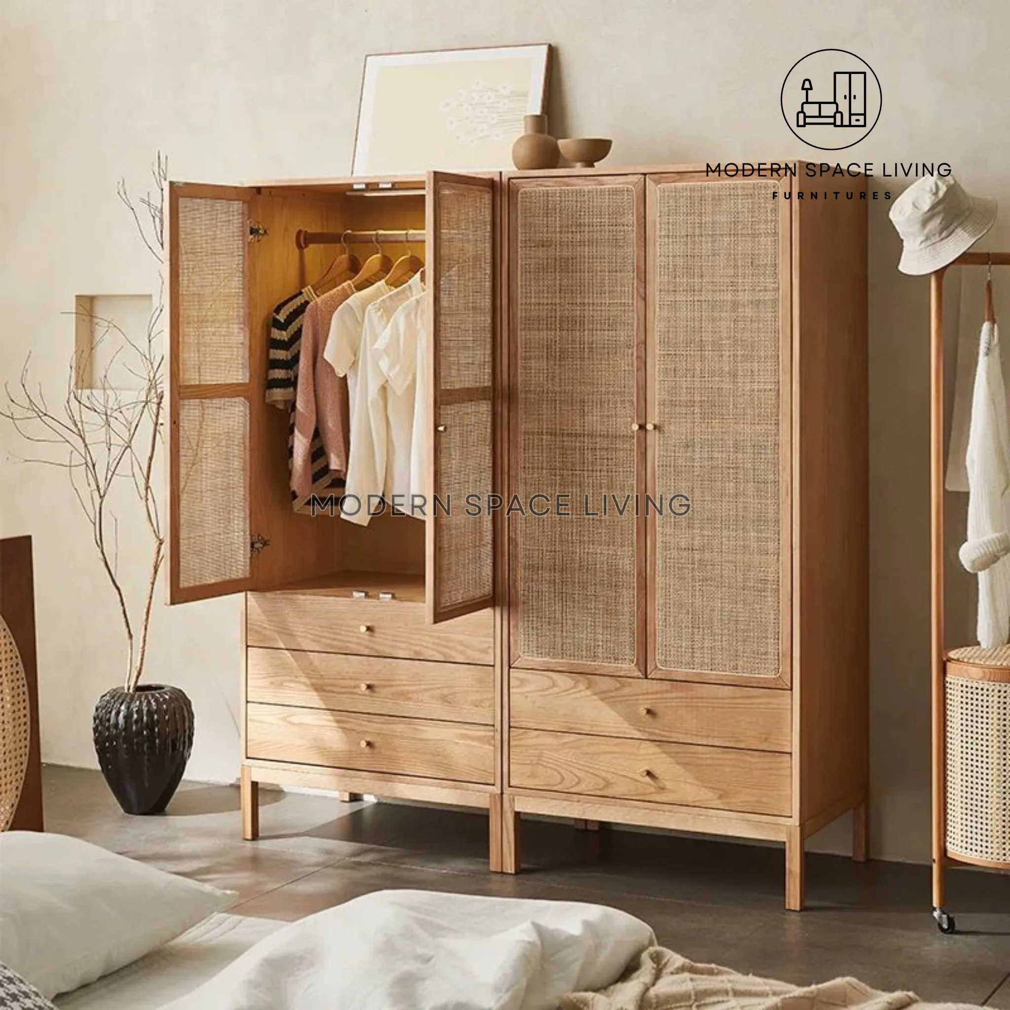 ODESSA Japandi Solid Wood Wardrobe