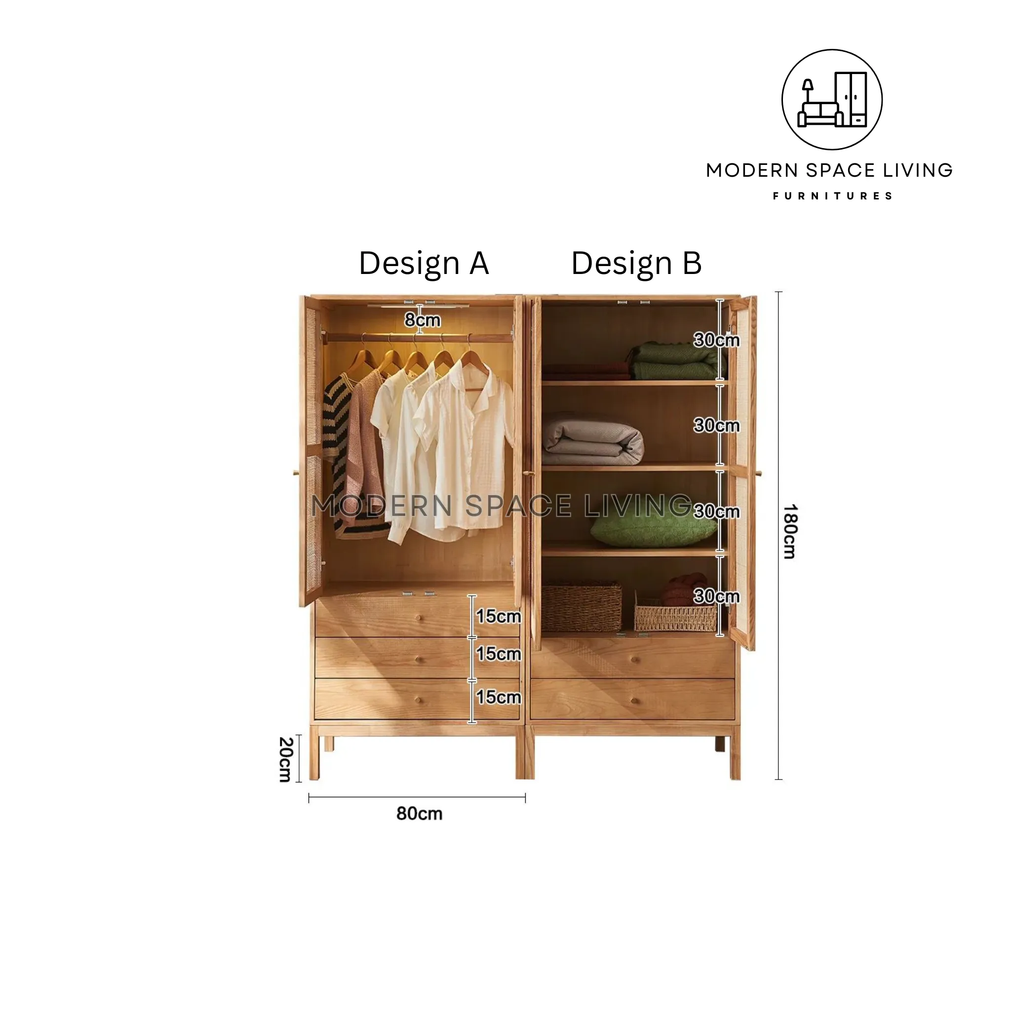 ODESSA Japandi Solid Wood Wardrobe