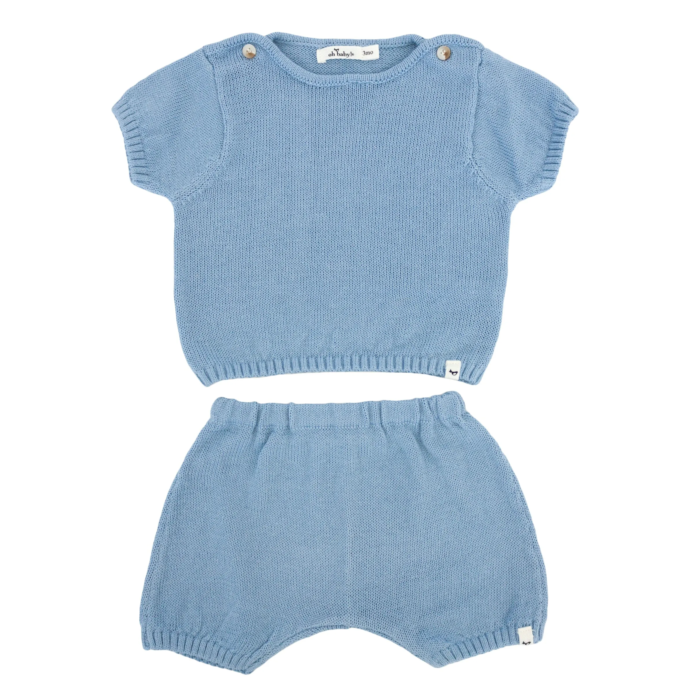 oh baby! Country Club Knitted Short Set - Blue