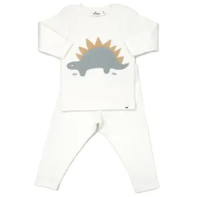 oh baby! Two Piece Set Mist Stegosaurus Applique - Cream