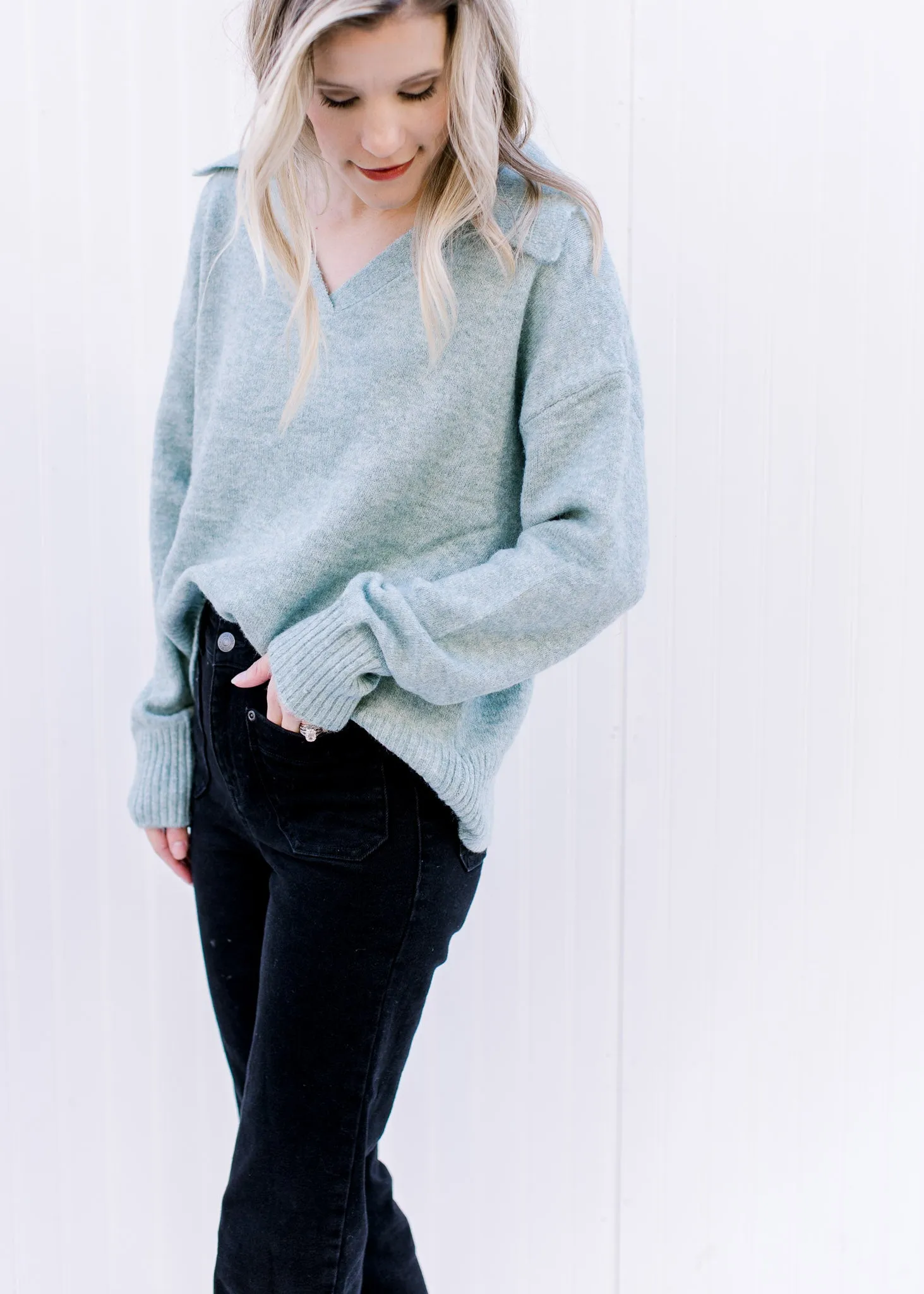 Pale Blue Collared Sweater