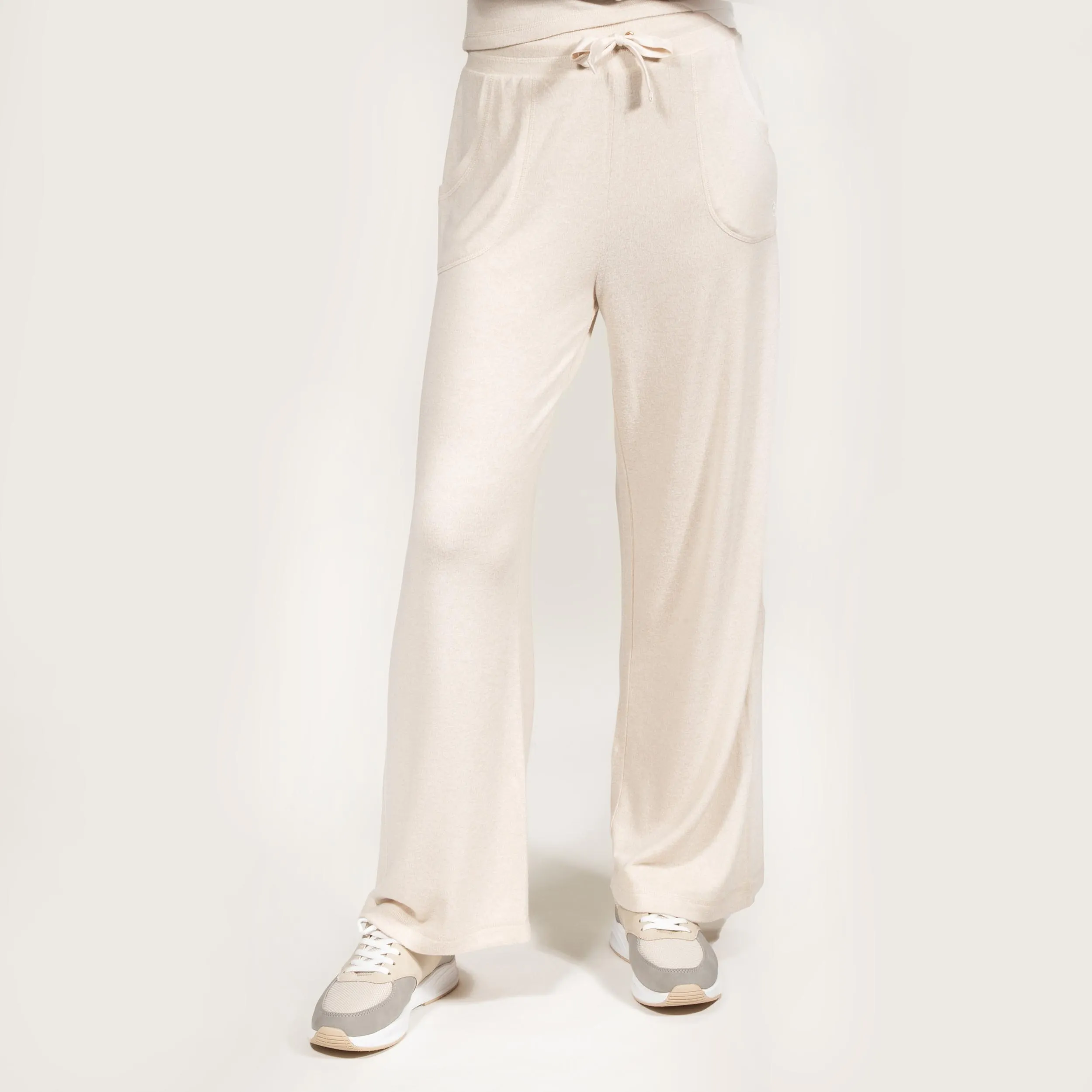 Pantalon large Femme Beige