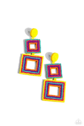 Paparazzi Seize The Squares - Multi Earrings