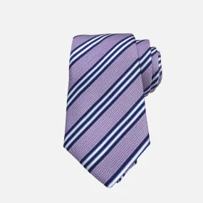 Purple Diagonal Striped Tie with Navy Blue and White