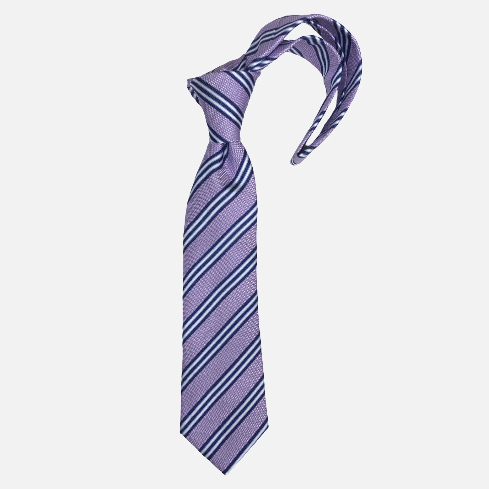 Purple Diagonal Striped Tie with Navy Blue and White