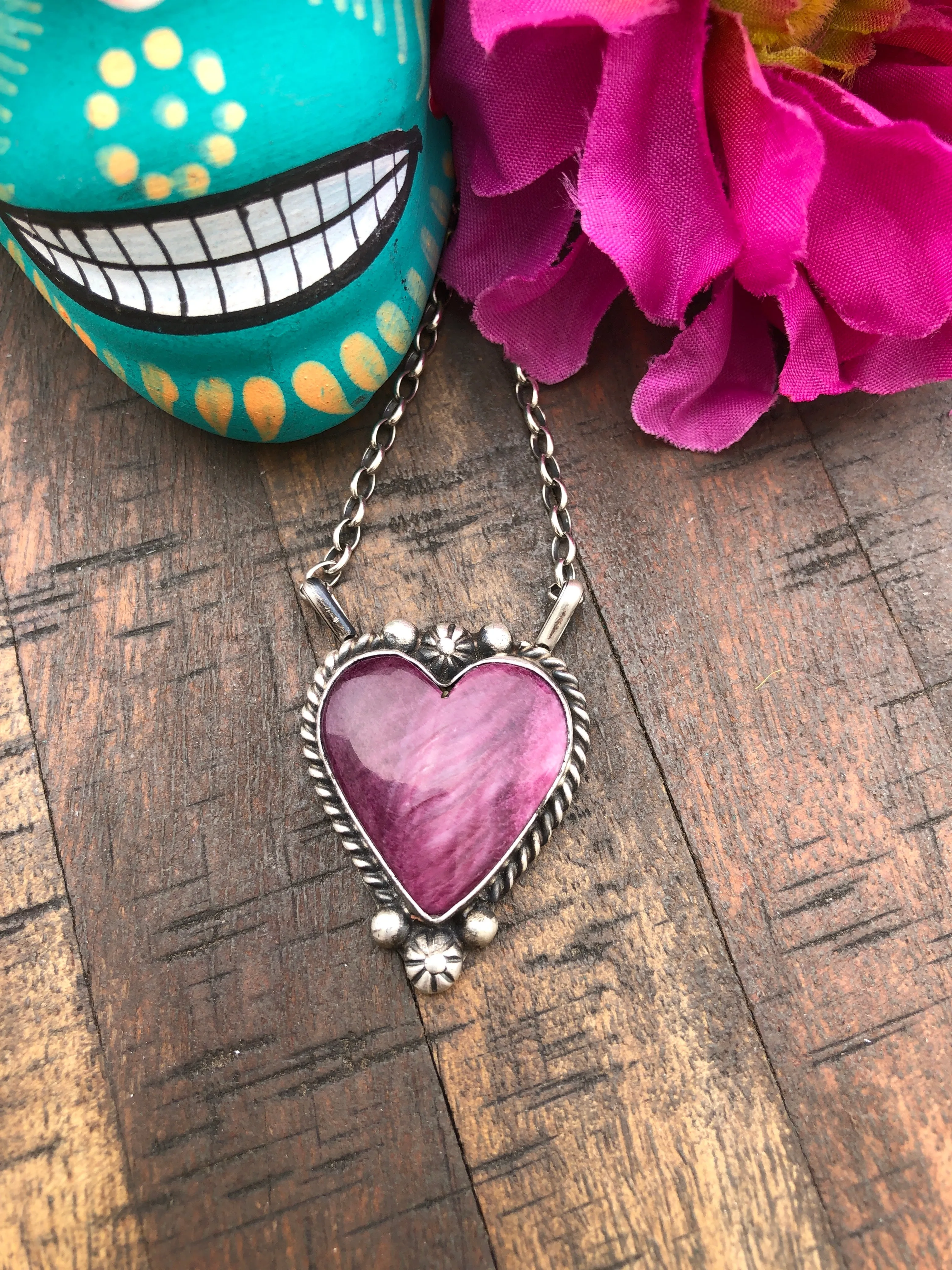 Purple Spiny Heart Necklace #22