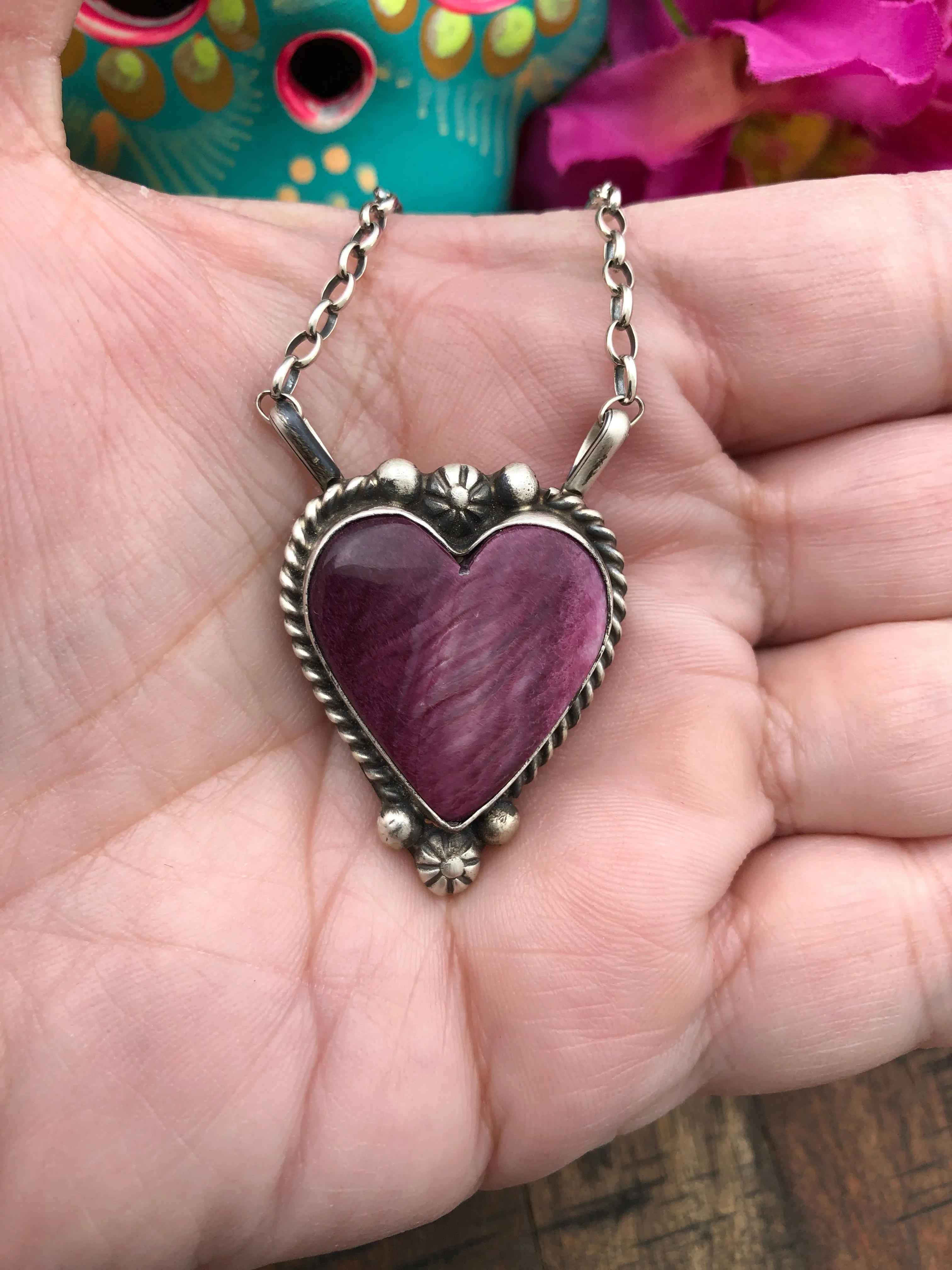 Purple Spiny Heart Necklace #22