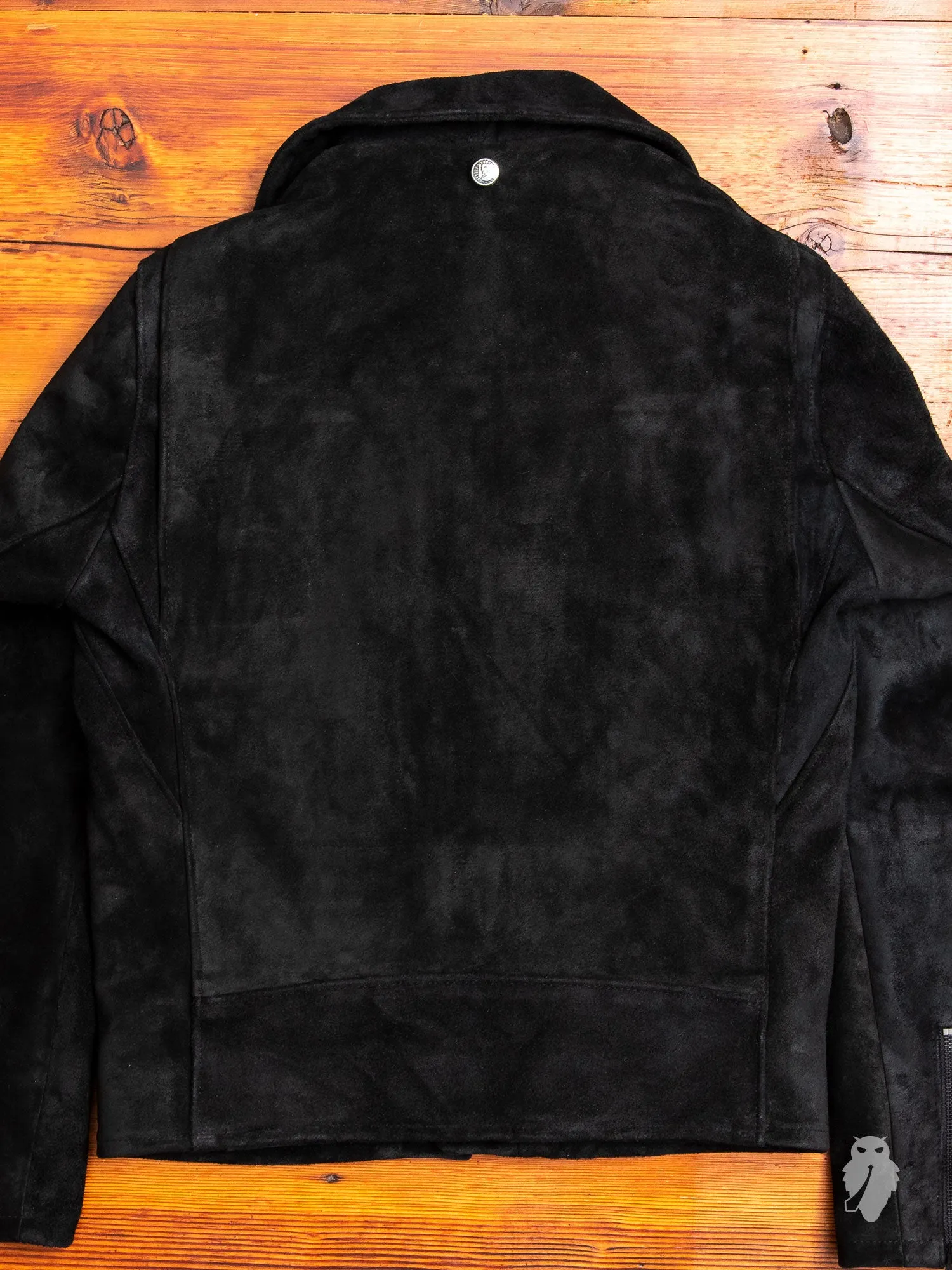 "3sixteen x Schott NYC" Perfecto Leather Jacket in Black Rough-Out