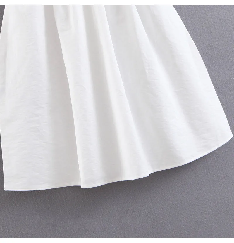 RETRO HEPBURN AQUARE COLLAR WHITE PRINCESS DRESS BY71096