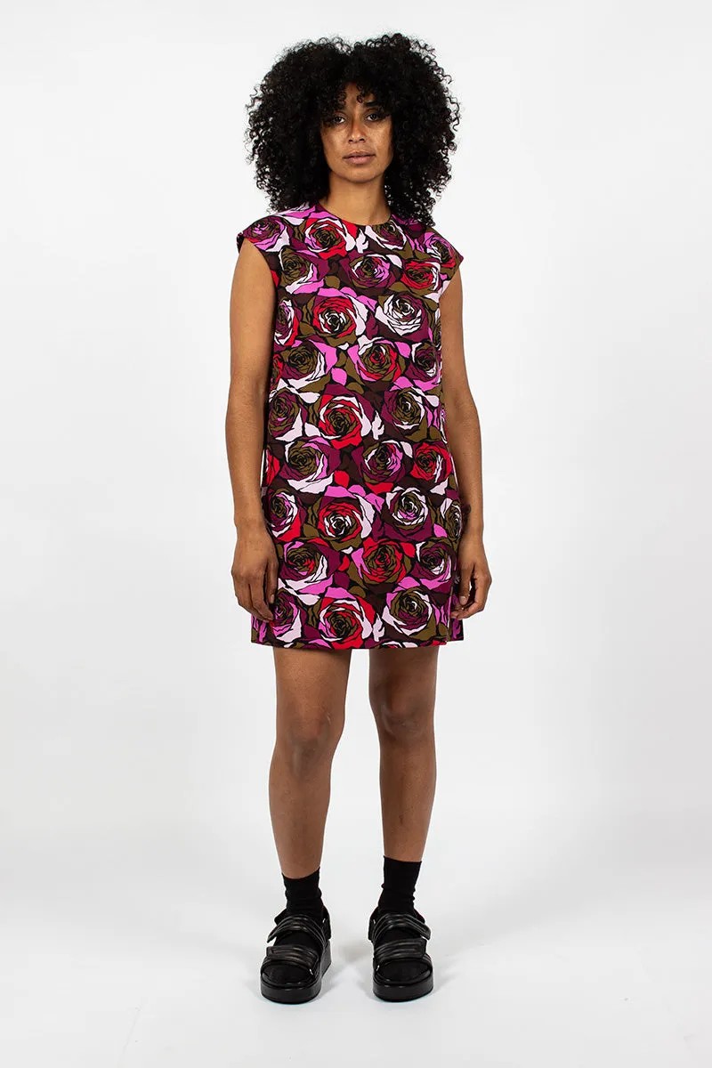 Rose Printed Dress Red