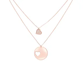 Sapphire Pave Cutout Heart Necklace in Rose Gold