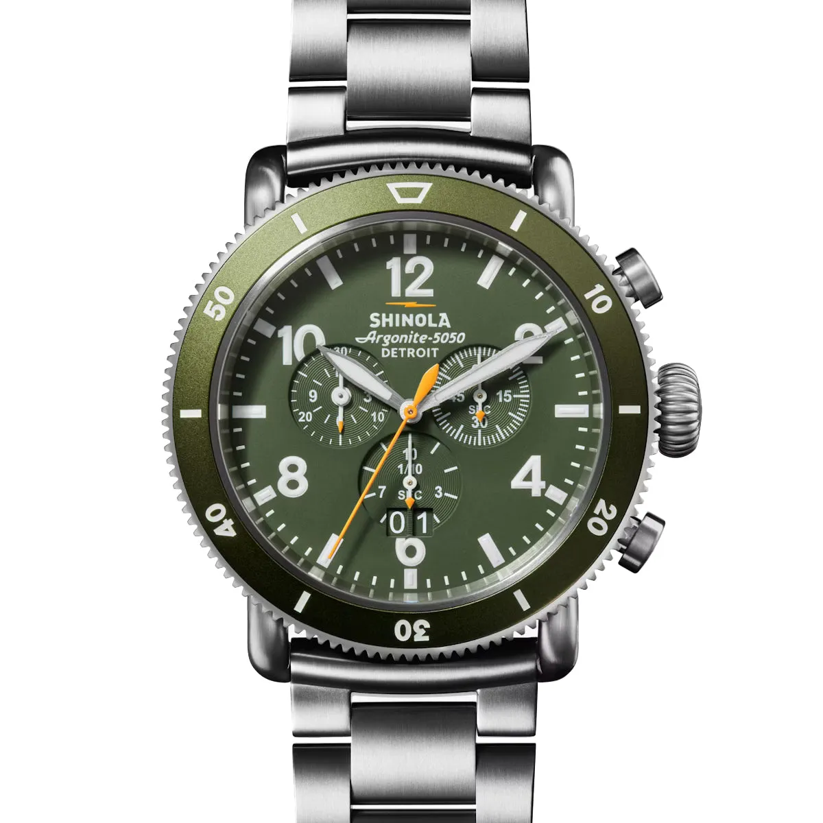 Shinola 48MM Runwell Sport Chrono 48mm Green Titanium Watch S0120282839