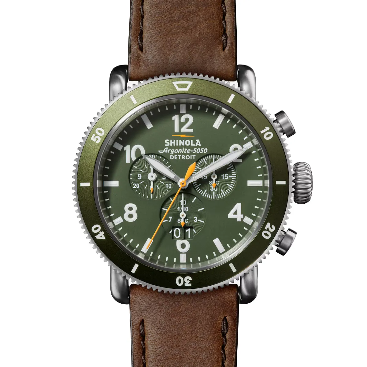 Shinola 48MM Runwell Sport Chrono 48mm Green Titanium Watch S0120282839