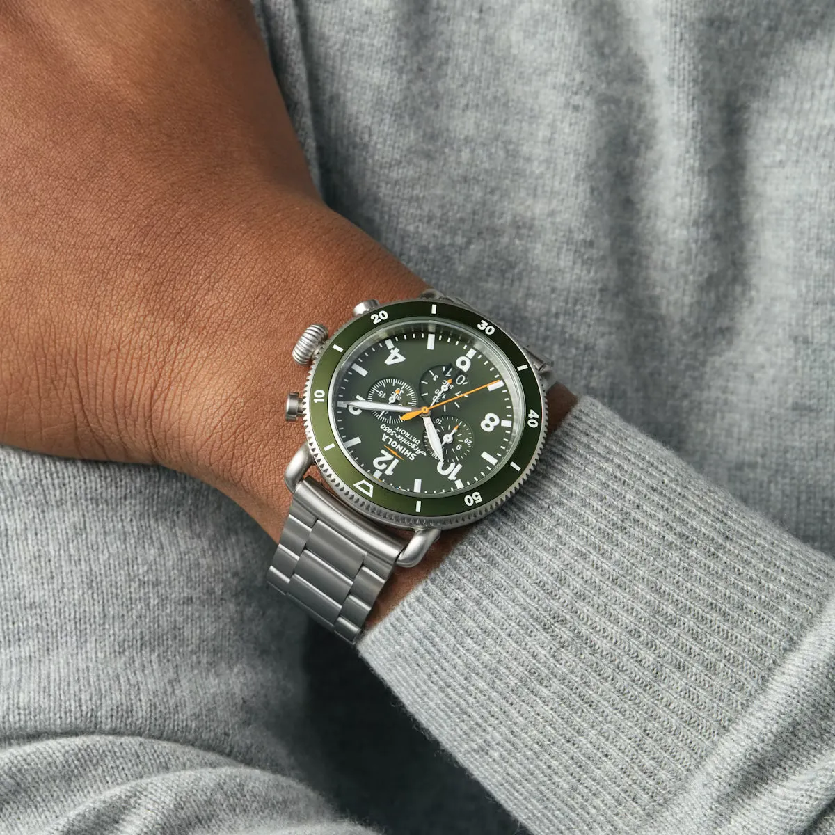 Shinola 48MM Runwell Sport Chrono 48mm Green Titanium Watch S0120282839