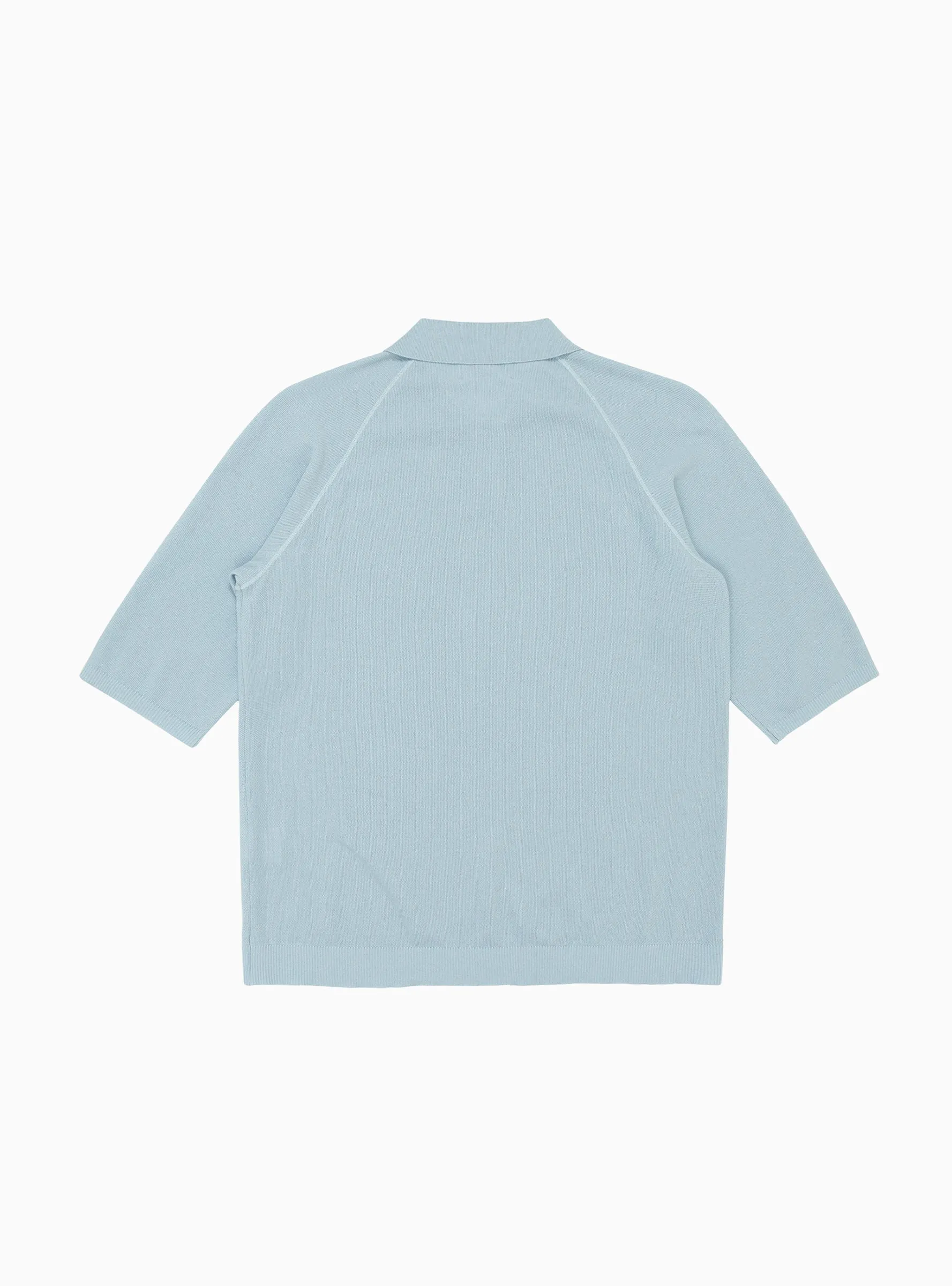 Silk-Blend Knit Polo Shirt Sax Blue