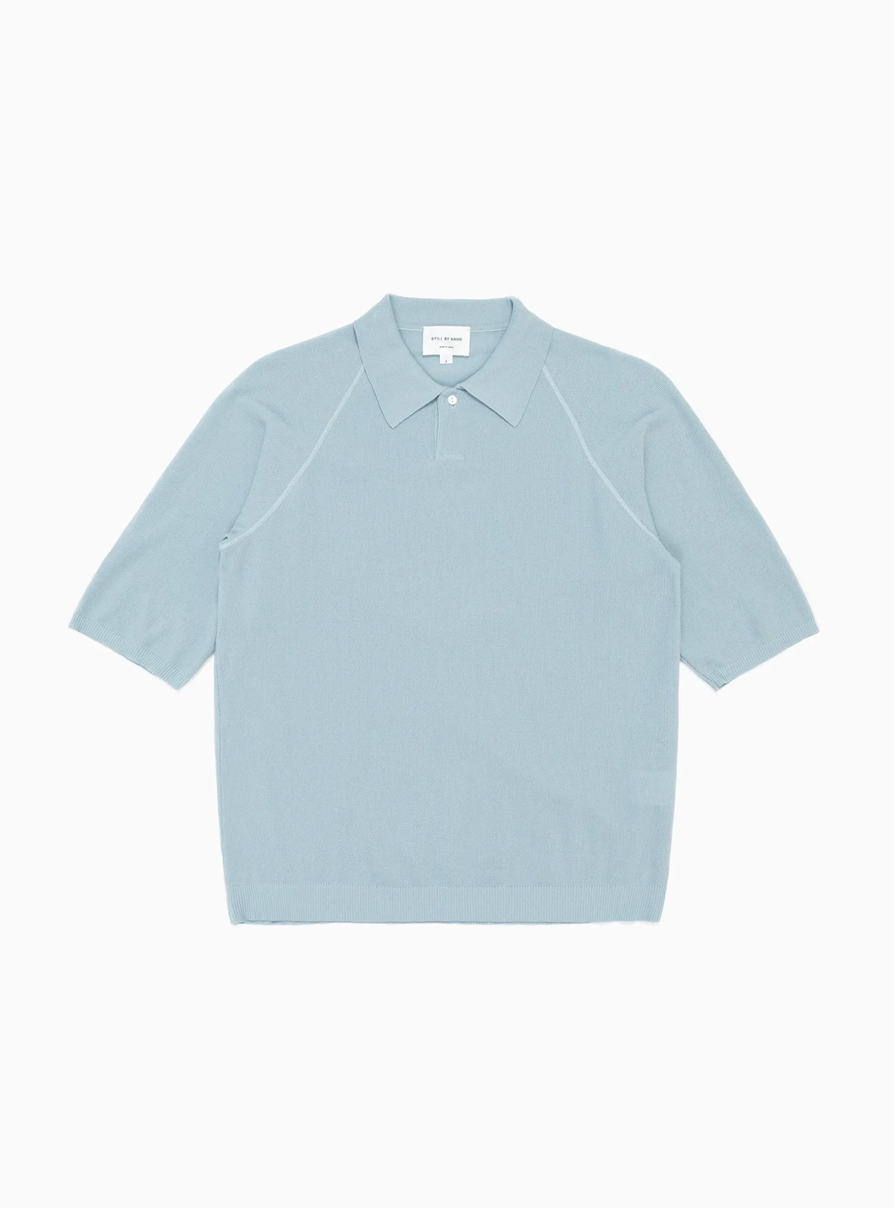 Silk-Blend Knit Polo Shirt Sax Blue