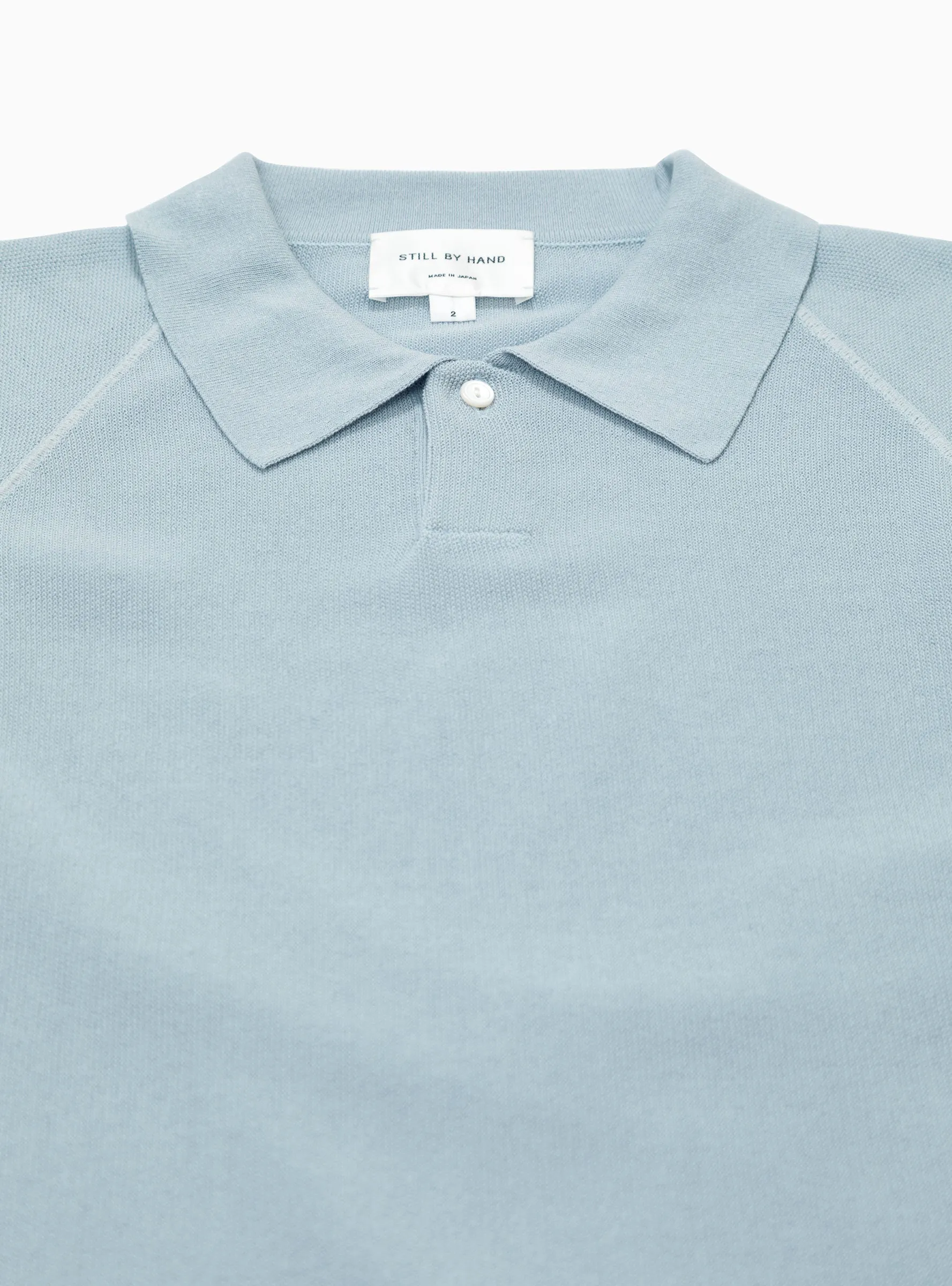 Silk-Blend Knit Polo Shirt Sax Blue