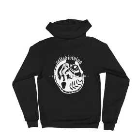 Skeleton Cat, Unisex Zip Up Hoodie Sweater, Black