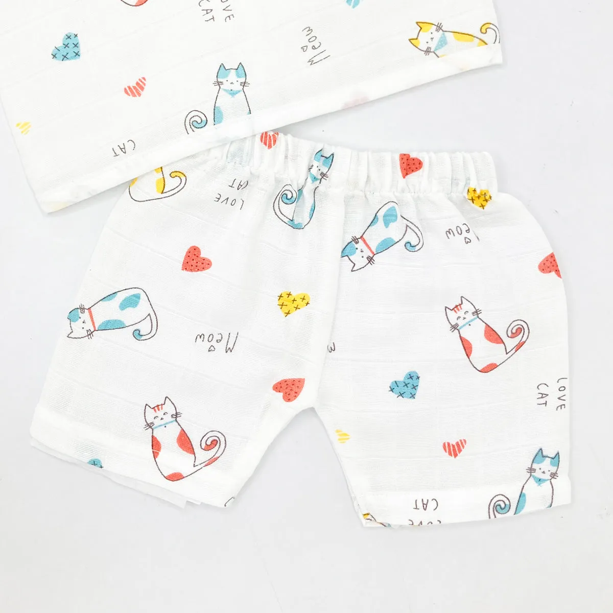 Sleeveless Jabla Co Ord Set / Jabla Shorts - 100% Muslin Cotton -Cat